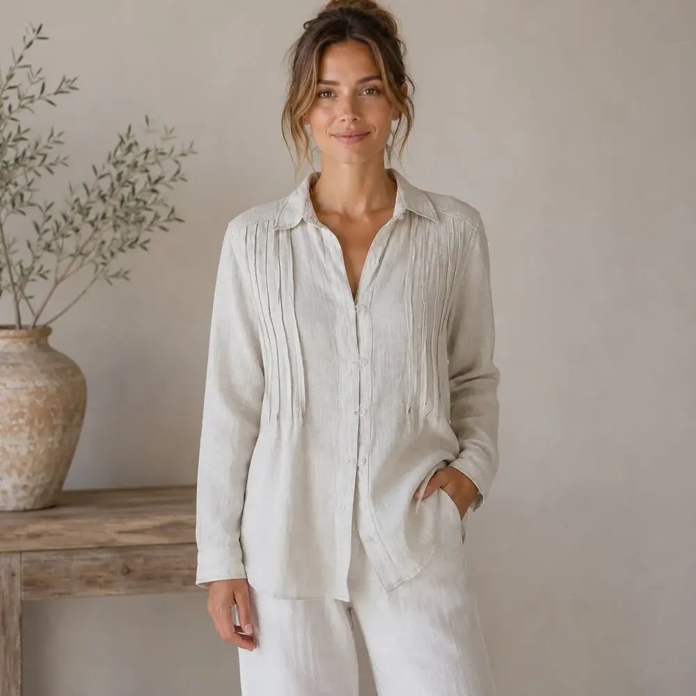 Free People White Linen Long Sleeve  Button Down Small